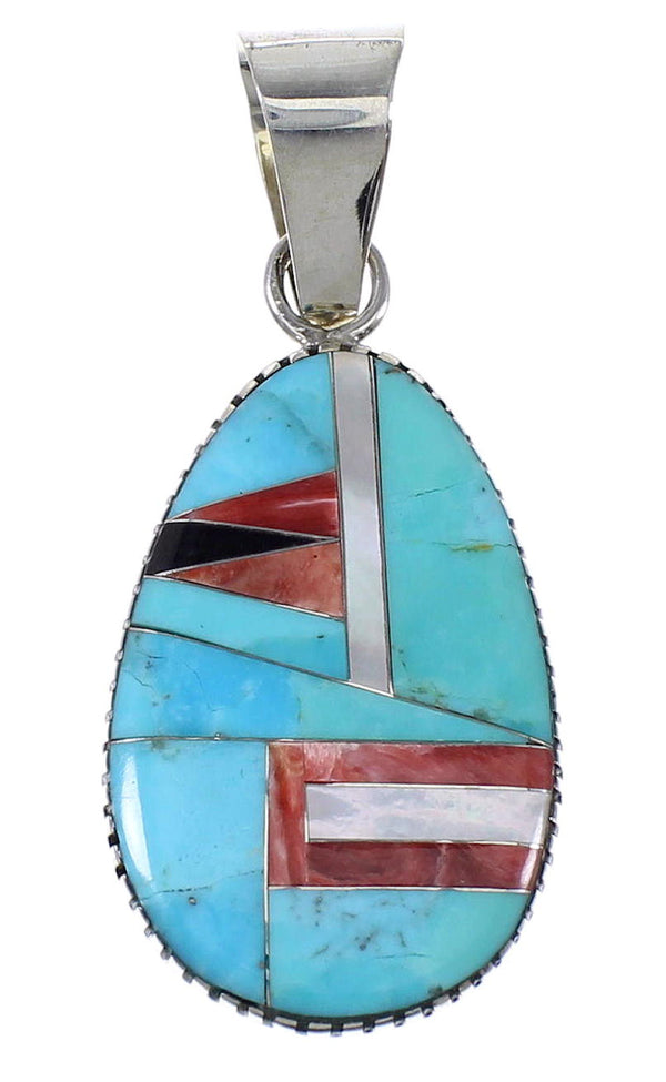 Genuine Sterling Silver And Multicolor Southwest Pendant VX64484